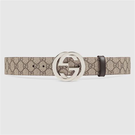 gucci gg supreme belt with g buckle men|Gucci belt with silver buckle.